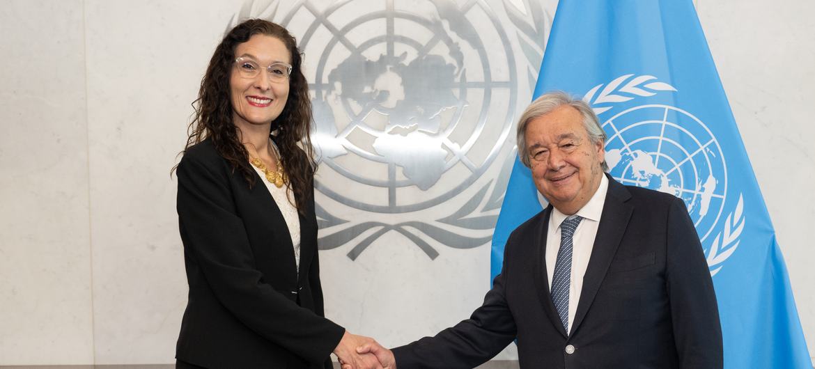 O secretário-geral, António Guterres, reúne-se com defensora dos direitos das vítimas das Nações Unidas, Najla Nassif Palma O secretário-geral, António Guterres, reúne-se com defensora dos direitos das vítimas das Nações Unidas, Najla Nassif Palma