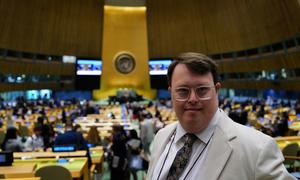 Nick Herd in the UN General Assembly Hall.