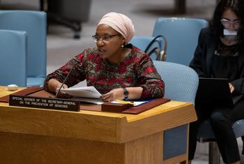 المستشارة الخاصة للأمم المتحدة لمنع الإبادة الجماعية، أليس نديريتو أثناء أحاطتها أمام مجلس الأمن.