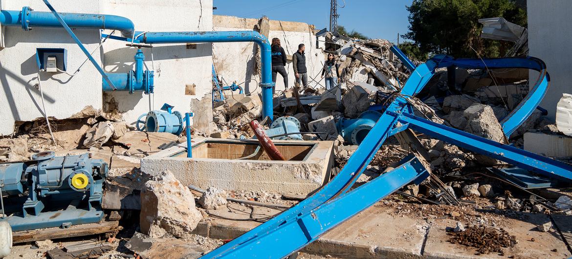 A water pumping station in southwest Lebanon damaged during the recent conflict. 