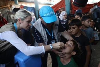 Les équipes de l'UNICEF lors d’une campagne de vaccination d'urgence contre la polio (Archives).