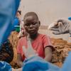 A young patient is receiving treatment at the UNICEF-supported mpox isolation and treatment unit at Kavumu Hospital in South Kivu province, DR Congo, on 10 September 2024.
