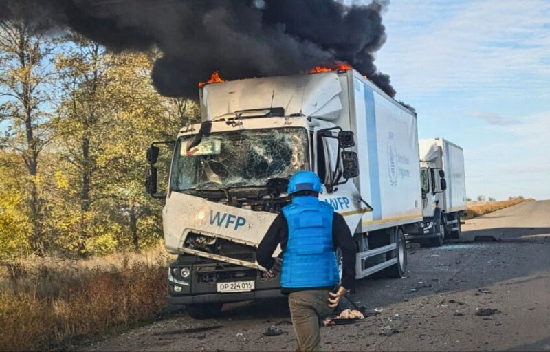 Un camion du PAM attaqué dans le sud de l'Ukraine.