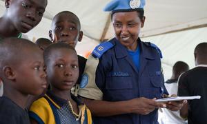 United Nations Police (UNPOL) participate in child protection awareness activities in Abidjan, Cote d'Ivoire.
