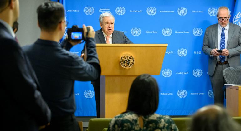 António Guterres pediu que a prioridade seja dar um acesso humanitário rápido, seguro, sem entraves, amplo e estável no interior e através de Gaza