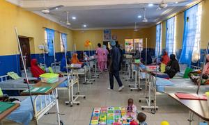 Patients are treated at a nutrition stabilization center in Bama, in northeastern Nigeria.