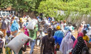 Food aid is distributed to people in southwestern Burkina Faso (file).