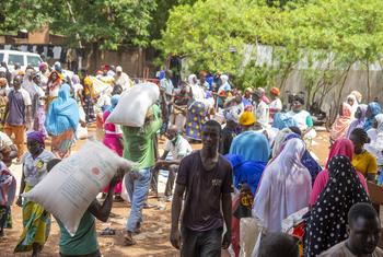 Food aid is distributed to people in southwestern Burkina Faso (file).
