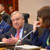 O secretário-geral da ONU, António Guterres, discursa numa conferência de imprensa realizada à margem da Cúpula da União Africana de 2025 em Adis Abeba, Etiópia