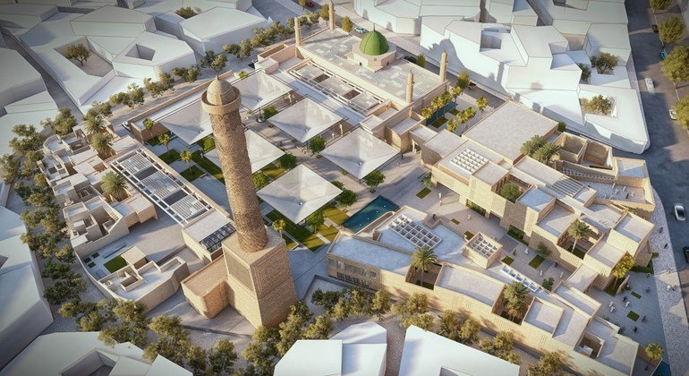 With UNESCO, the Al-Nuri Mosque Complex in Mosul, Iraq, is being rebuilt.