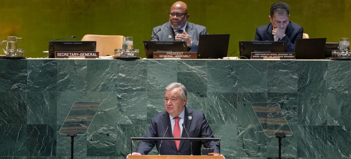 联合国秘书长古特雷斯在“可持续发展周”首场高级别主题辩论上发言。