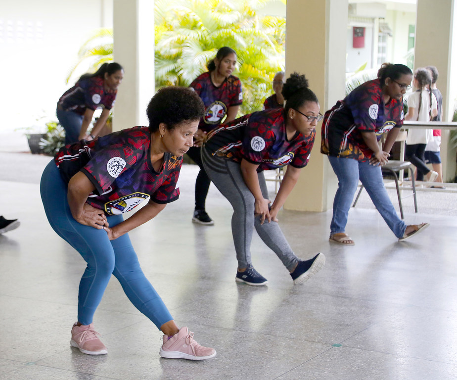 Trinidadian and Venezuelan migrant women participate in a self-defence safety course supported by IOM in Trinidad and Tobago.