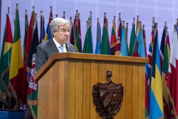 秘书长古特雷斯在古巴哈瓦那举行的“77国集团和中国”峰会上发表讲话。