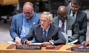Nicholas Haysom, Représentant spécial de l'ONU au Soudan du Sud, devant le Conseil de sécurité.