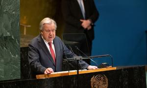 Secretary-General António Guterres briefs the UN General Assembly on the UN80 Initiative.