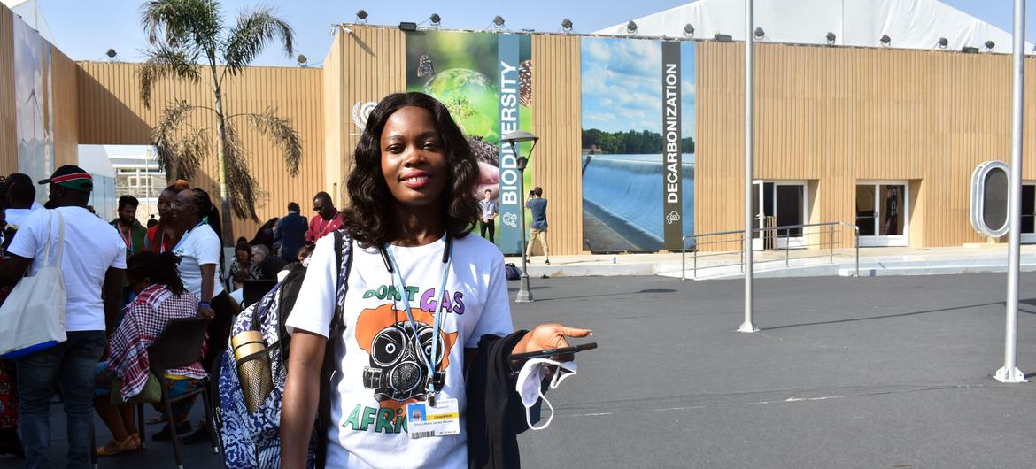 Odudu-Abasi James Asuquo, a youth activist from Nigeria at COP27 in Sharm El-Sheikh, Egypt.