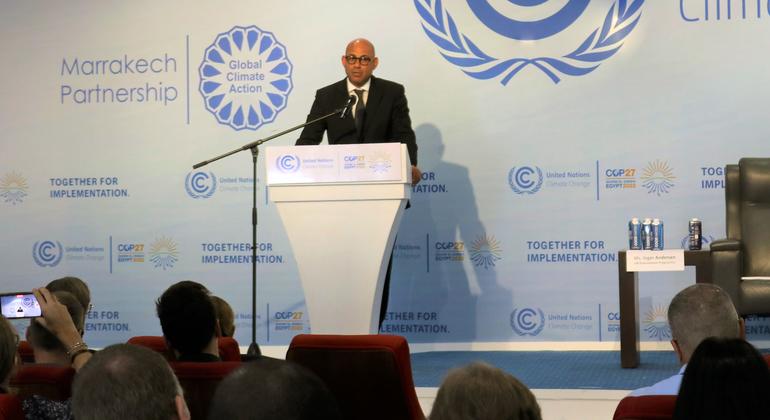 Исполнительный секретарь Конвенции ООН по изменению климата Саймон Стил на Конференции в Египте 