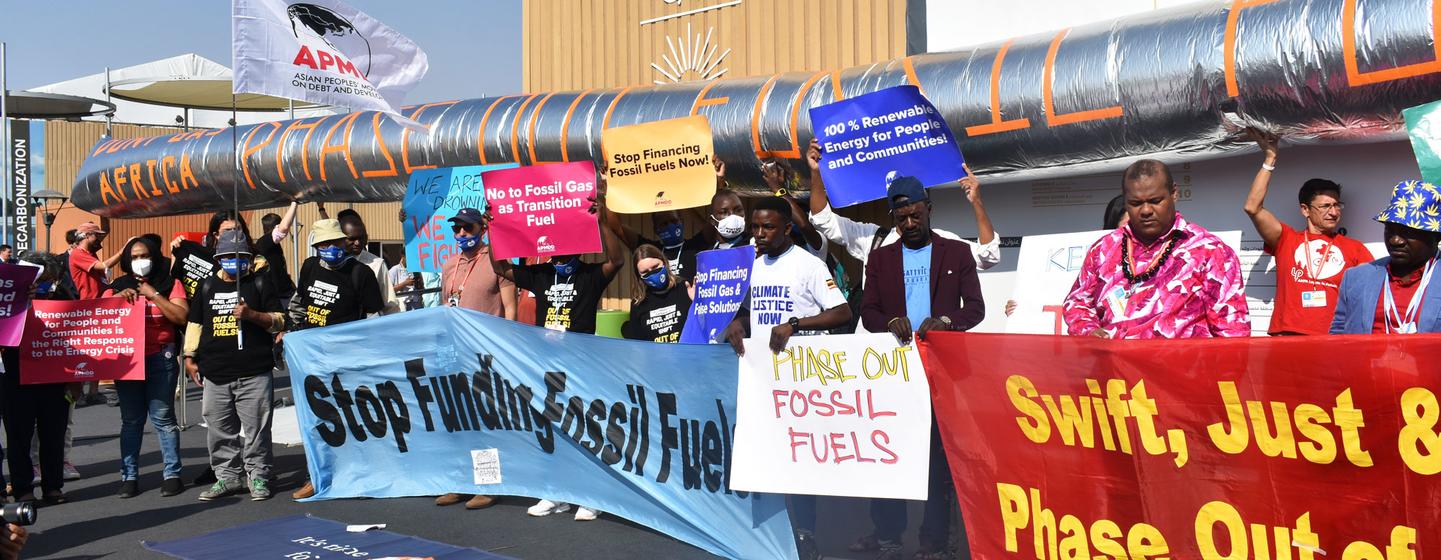 On Civil Society and Energy Day at COP27, activists protest against oil and gas exploration in Africa.