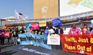 On Civil Society and Energy Day at COP27, activists protest against oil and gas exploration in Africa.