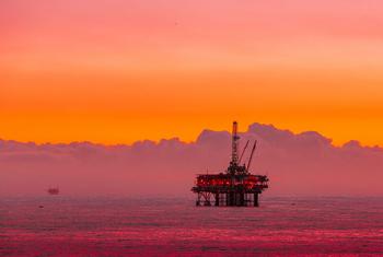 An off shore oil rig.