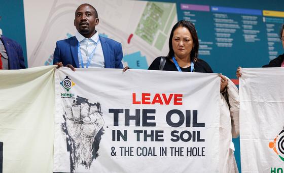 Activists protest against fossil fuels at COP29 in Baku, Azerbaijan.