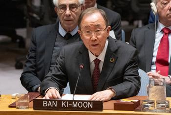 El ex Secretario General de las Naciones Unidas, Ban Ki-moon, habló en una reunión del Consejo de Seguridad sobre la paz y la seguridad internacionales.