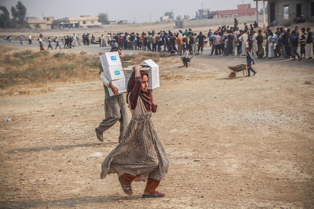 Les partenaires humanitaires distribuent de l'aide d'urgence dans le village d'Ibrahim Khalil en Iraq (photo d'archive).