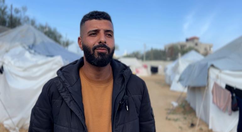 Ayman Abu Radwan, displaced from Gaza City in the central Gaza Strip, says he deserves a better life.