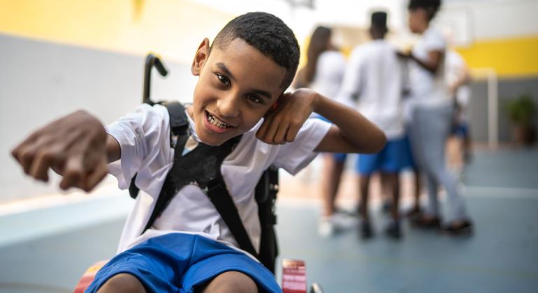 Un estudiante con discapacidad en Brasil.