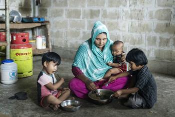 This Rohingya family, living in Bangladesh, has been receiving a monthly food ration from WFP.