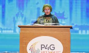 Deputy Secretary-General Amina Mohammed delivers remarks at the P4G Summit in Hanoi, Viet Nam.