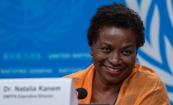 Dr. Natalia Kanem, Executive Director of UNFPA at press conference in UN Geneva, Switzerland