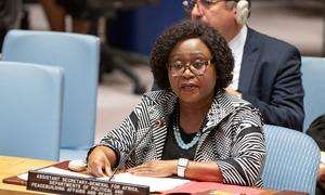 السيدة مارثا بوبي، مساعدة الأمين العام لشؤون أفريقيا تقدم إحاطة لمجلس الأمن حول الوضع في منطقة الساحل.
