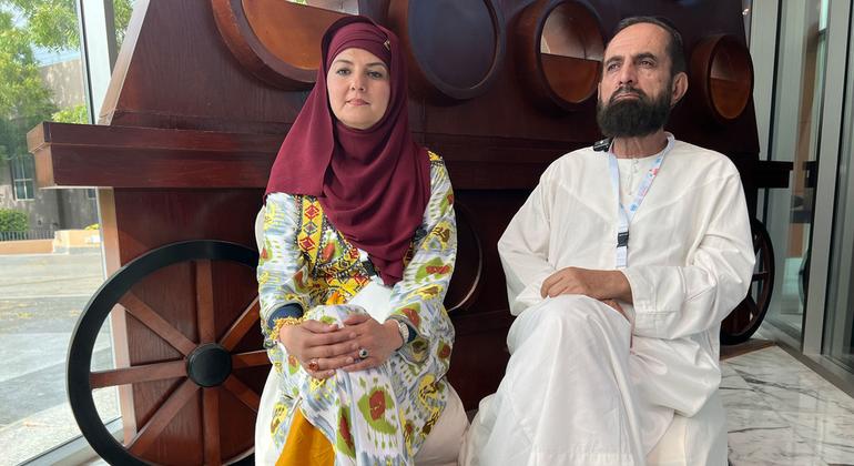 Malalai Helmandi, Chief Operations Officer of the solar energy-producing organization Helmandi Solar in Afghanistan, and her husband Hamid Helmand, the head of the company.