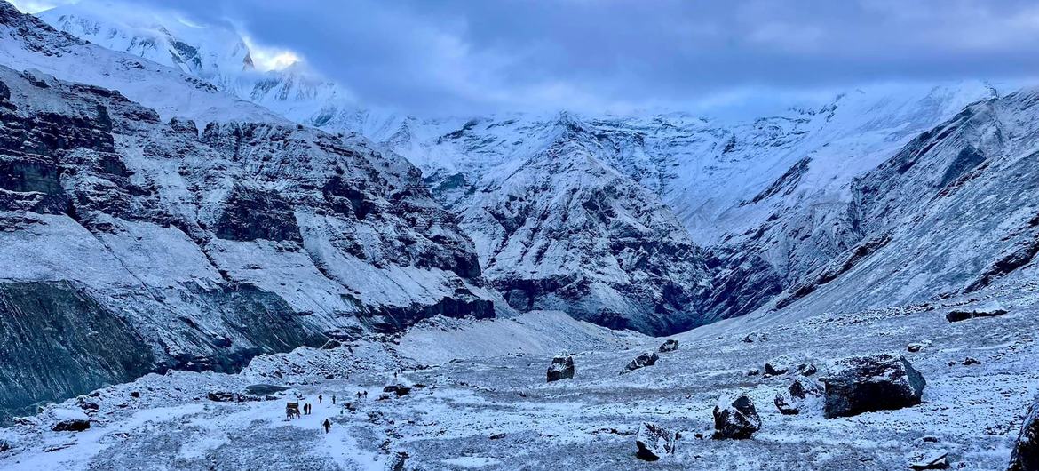 Glaciers in the high Himalayas, like those in Nepal’s Langtang region (pictured), feed major South Asian river systems sustaining tens of millions of lives and livelihoods downstream