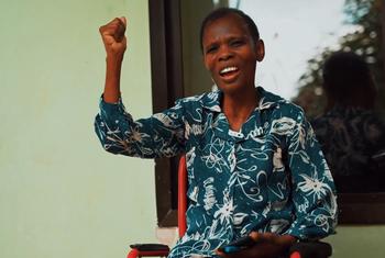 Rebecca Eliaza Kiabwe, Mmoja wa wanufaika wa mradi waUN Women Tanzania unaowawezesha wanawake wenye ulemavu kujiinua kiuchumi.