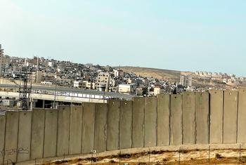 The separation wall built by Israel in the West Bank.
