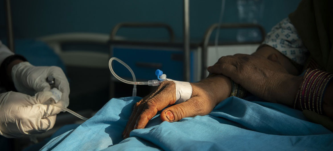 A patient receives treatment in Kabul, Afghanistan.