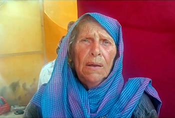 خضرة القاضي وهي نازحة من مخيم جباليا في شمال غزة. 