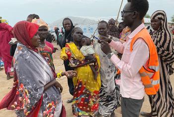 Desplazados que huyen de la crisis en Sudán llegan a Renk, Sudán del Sur.