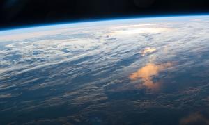 The ozone layer, a thin shield of gas, is seen from space.