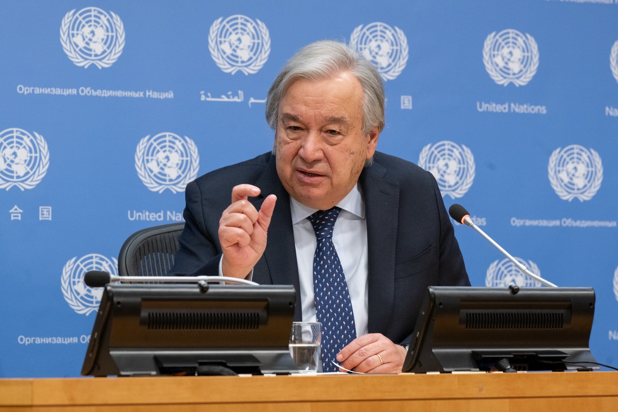 Le Secrétaire général de l'ONU, António Guterres, lors d'une conférence de presse au siège de l'ONU, à New York (photo d'archives).
