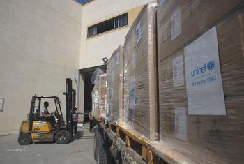 UNICEF is delivering lifesaving medicines in the Gaza Strip, including 800 cartons of antibiotics and 3,000 cartons of IV fluids amid the escalating hostilities.