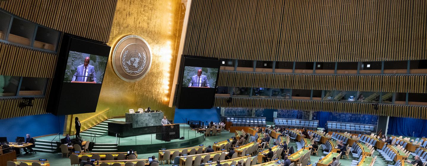 La salle de l'Assemblée générale des Nations Unies.