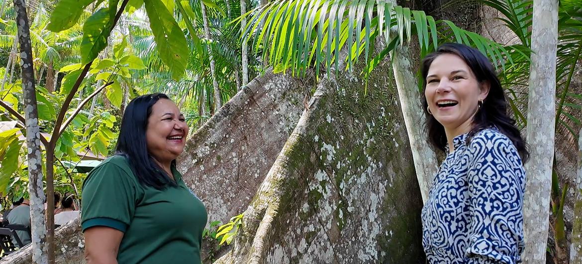 President of the 80th session of the UN General Assembly, Annalena Baerbock, meets the Brazilian entrepreneur Dona Nena on Combu Island, near Belém. President of the 80th session of the UN General Assembly, Annalena Baerbock, meets the Brazilian entrepreneur Dona Nena on Combu Island, near Belém.