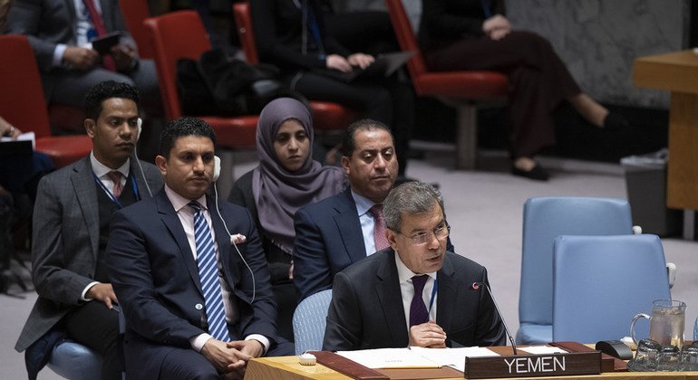 المندوب الدائم لليمن لدى الأمم المتحدة، عبدالله علي فضل السعدي، يتحدث في اجتماع مجلس الأمن حول الوضع في الشرق الأوسط - اليمن من الأرشيف: