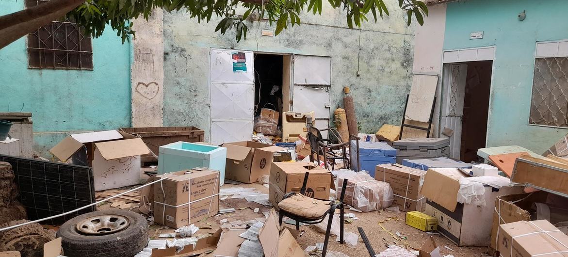 An aid office, which stored immunizations, medicines and other cold-chain items, after it was raided amidst the ongoing conflict in west Darfur. (April 2023)