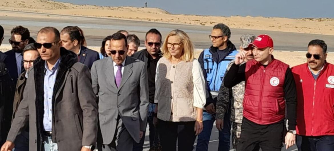Sigrid Kaag, the UN Senior Humanitarian and Reconstruction Coordinator for Gaza, visits Al-Arish in Egypt about 40 kilometres from the Rafah border crossing with Gaza.