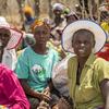 WFP participants gather for a food distribution in Mazambara, Zimbabwe, as part of the Food for Assets project.