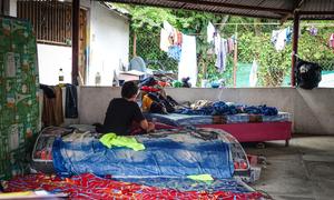 People who have fled armed conflict seek refuge at a temporary shelter in Catatumbo region of northeastern Colombia.